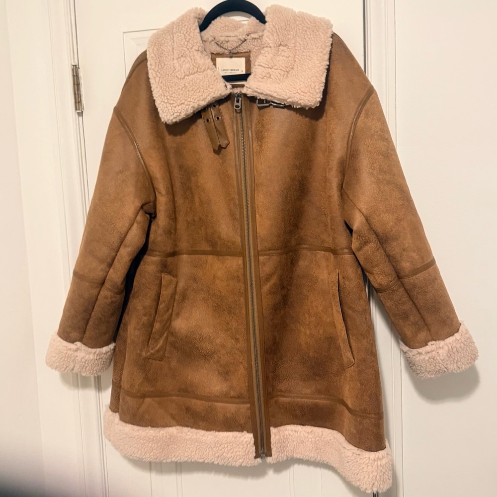 Lucky Brand Women's Faux-Shearling Zip-Front Coat NWOT SIZE XL - Picture 5 of 16